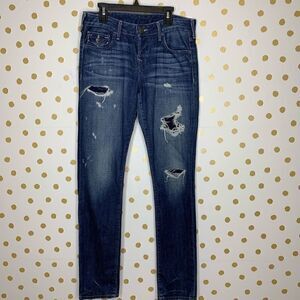 True Religion Button Fly Destroyed Skinny Jeans 25